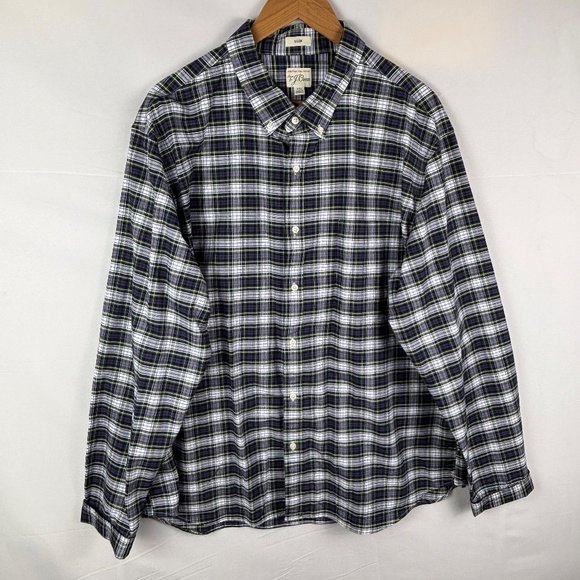 VTG J Crew Men LongSleeve Slim Button Shirt XXL American Pima Cotton Plaid Prep - Picture 1 of 9